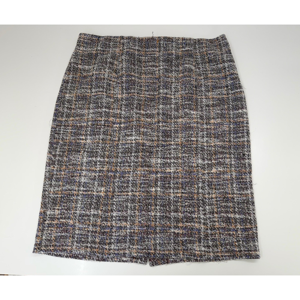 Kate Kasin Womens Skirt Size 2XL Gray Colorful Plaid Knee Length